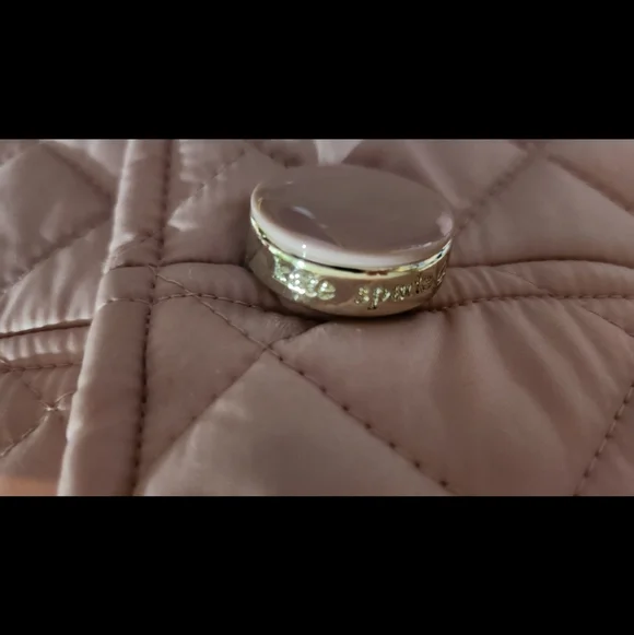 Kate Spade Pink Big Bow Rose Quilted, Lined Coat 13" deep pockets Size Large - Picture 5 of 10
